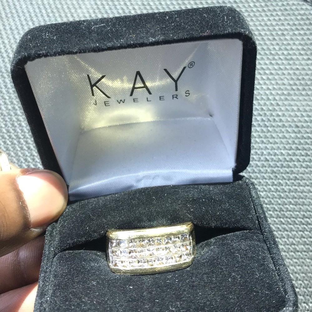 18kt solid gold 3row vvs1 Diamond ring
